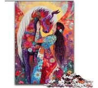 Puzzles pour Adultes et Adolescents, 1000 pièces, Fille et Cheval, pour stimuler Le Cerveau, Jouets addictifs pour cultiver la Patience et améliorer la mémoire (Taille 26x38cm)
