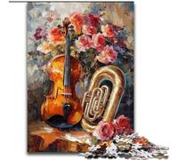 Puzzles pour Adultes et Adolescents 1000 pièces Fleurs Violon, Jouet intellectuel pour renforcer l'amour Entre Couples à partir de 14 Ans 26x38cm