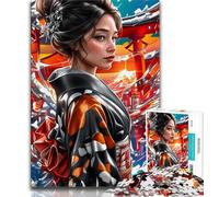 Puzzles pour Adultes et Adolescents 1000 pièces Geisha Japonaise, Aide Le Cerveau à exercer des Jouets addictifs pour cultiver la Patience Décoration Parfaite 38x26cm
