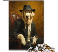 Puzzles pour Adultes et Adolescents 1000 pièces Gentleman Golden Retriever Décompressant Intellectuel Jouet éducatif Cadeaux du Père Noël Secret 50x75cm