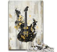 Puzzles pour Adultes et Adolescents 1000 pièces Guitare dorée Jeux de détente Jeu éducatif pour Anniversaire, Noël pour et jusqu'à 14 Ans 50x75cm