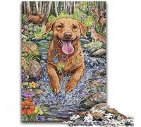 Puzzles pour Adultes et Adolescents 1000 pièces Happy Labrador Jeux éducatifs Décoration de la Maison Jeu éducatif pour Anniversaire, Noël 50x75cm