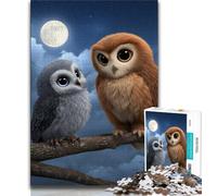 Puzzles pour Adultes et Adolescents 1000 pièces Hibou sur l'arbre, Jeu Familial Anti-Stress, défi Difficile, renforce l'amour Entre Couples (38x26cm)