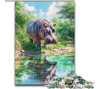 Puzzles pour Adultes et Adolescents, 1000 pièces, Hippo de la Jungle, Jouets de Divertissement Familial, idéal comme Cadeau pour Toute la Famille à partir de 14 Ans (Taille 50x75cm)