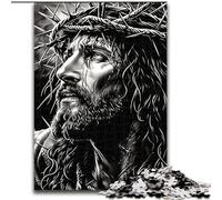 Puzzles pour Adultes et Adolescents 1000 pièces Jésus Noir et Blanc, Jeux éducatifs, décoration d'intérieur, idéal pour la décoration de Bureau (Taille 26x38cm)