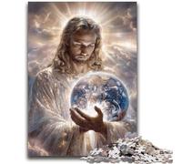 Puzzles pour Adultes et Adolescents 1000 pièces Jésus Tenant la Terre Puzzles pour Adolescents, Jeux Amusants Décoration Murale Cadeaux d'anniversaire et de Noël Uniques (75x50cm)
