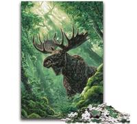 Puzzles pour Adultes et Adolescents 1000 pièces Jungle Moose pour Les 14 Ans et Plus Beau Jeu de Conception Beau Jeu de Conception Excellent Cadeau 26x38cm