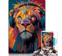 Puzzles pour Adultes et Adolescents 1000 pièces Lion Portant Un Casque, Jeu Familial Anti-Stress, défi Difficile, renforce l'amour Entre Couples (38x26cm)