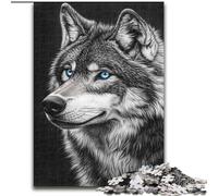 Puzzles pour Adultes et Adolescents 1000 pièces Loup Noir et Blanc, Jouet éléphant, Jeu intellectuel, Cadeau d'anniversaire, décoration Murale pour Les 14 Ans et Plus (Taille 50x75cm)