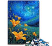 Puzzles pour Adultes et Adolescents 1000 pièces Lys Jaunes dans Le Ciel Nocturne Jeu Stimulant et Jeu Familial idéal comme Cadeau pour Toute la Famille 26x38cm