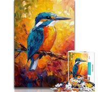 Puzzles pour Adultes et Adolescents 1000 pièces Martin-pêcheur Animal Peinture à l'huile Puzzle Adolescent Jeu Stimulant pour est idéal comme Cadeau pour Toute la Famille 38x26cm