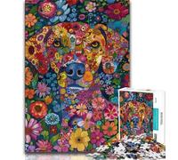 Puzzles pour Adultes et Adolescents 1000 pièces, Motif Animal psychédélique Golden Retriever, Jouets addictifs pour la décoration de la Maison (Taille 75x50cm)