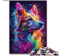 Puzzles pour Adultes et Adolescents, 1000 pièces, Motif Chien psychédélique, Anti-Stress, avec pièces de Formes aléatoires entièrement emboîtables, pour Les Enfants de 14 Ans et Plus (Taille 26x38cm)
