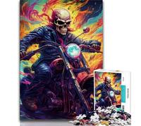 Puzzles pour Adultes et Adolescents, 1000 pièces, Motif crâne et Moto, Jouets éducatifs, Anti-Stress, Cadeaux d'anniversaire Uniques, 75x50cm