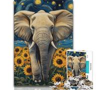 Puzzles pour Adultes et Adolescents, 1000 pièces, Motif Tournesol et éléphant, Jeux éducatifs pour la décoration de la Maison, pour Anniversaire et Noël (38x26cm)