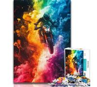 Puzzles pour Adultes et Adolescents, 1000 pièces, Moto fumée, Anti-Stress, défi Difficile avec Affiche et fiche de Questions-réponses (75x50cm)