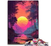 Puzzles pour Adultes et Adolescents 1000 pièces Néon Fantasy Sunset Relax Games Jeu éducatif pour Anniversaire, Noël pour et jusqu'à 14 Ans 50x75cm