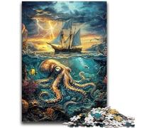 Puzzles pour Adultes et Adolescents 1000 pièces Ocean Octopus, Jouets de Divertissement Familial, Jeu éducatif pour Anniversaire et Noël, à partir de 14 Ans, 26x38cm