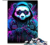 Puzzles pour Adultes et Adolescents 1000 pièces Panda Néon, Chaque pièce est Unique - Jeu Familial Stimulant et Amusant pour Les 14 Ans (Taille 26x38cm)