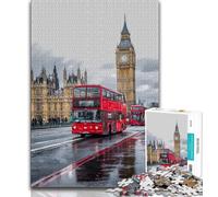 Puzzles pour Adultes et Adolescents, 1000 pièces, paysages urbains de Londres et de Paris, Anti-Stress, défi Difficile avec Affiche et fiche de Questions-réponses (38x26cm)