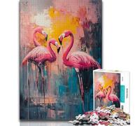 Puzzles pour Adultes et Adolescents, 1000 pièces, Peinture à l'huile de Flamant Rose, Jouets éducatifs, Jeux Anti-Stress, Cadeaux d'anniversaire Uniques, 38x26cm