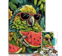 Puzzles pour Adultes et Adolescents, 1000 pièces, Perroquet Mangeant de la pastèque, Anti-Stress, défi Difficile, idéal comme Cadeau pour Toute la Famille, 38x26cm
