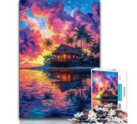 Puzzles pour adultes et adolescents 1000 pièces Petite maison au coucher du soleil, aide le cerveau à exercer des jouets addictifs pour cultiver la patience Collection d'artistes, Beaux-arts (38x26cm)