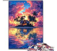 Puzzles pour Adultes et Adolescents 1000 pièces Petite Maison au Coucher du Soleil, Jouet éducatif et décompressant, idéal comme Cadeau pour Toute la Famille (Taille 26x38cm)