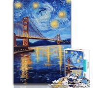 Puzzles pour Adultes et Adolescents 1000 pièces Pont de San Francisco la Nuit, Aide Le Cerveau à exercer des Jouets addictifs pour cultiver la Patience Collection d'artistes, Beaux-Arts (75x50cm)