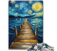 Puzzles pour Adultes et Adolescents 1000 pièces Pont sous Le Ciel Nocturne Jeux de détente Jeu éducatif pour Anniversaire, Noël pour et jusqu'à 14 Ans 26x38cm