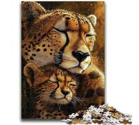 Puzzles pour Adultes et Adolescents 1000 pièces Prairie Guépard Jouet éducatif Anti-Stress Interaction Parent-Enfant pour et 14 Ans 26x38cm