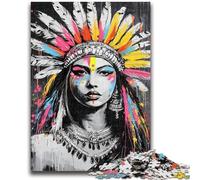 Puzzles pour Adultes et Adolescents 1000 pièces Princesse Indienne Graffiti pour et à partir de 14 Ans Jeu Pratique Jeu de Noël Cadeaux 50x75cm