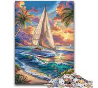 Puzzles pour Adultes et Adolescents 1000 pièces Puzzle Bateau naviguant sur l'océan Aide Le Cerveau à exercer Jouets addictifs pour cultiver la Patience Convient aux Couples 50x75cm