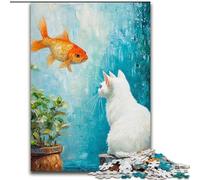 Puzzles pour Adultes et Adolescents, 1000 pièces, Puzzle Chat et Poisson Rouge, Anti-Stress, défi Difficile, idéal comme Cadeau pour Toute la Famille, 26x38cm