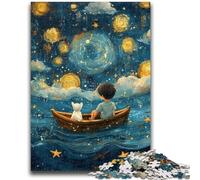 Puzzles pour Adultes et Adolescents 1000 pièces Puzzle Ciel étoilé Bateau Aide Le Cerveau à exercer Jouets addictifs pour cultiver la Patience Convient aux Couples 26x38cm