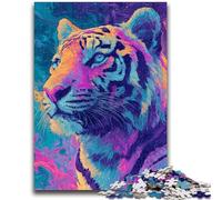 Puzzles pour Adultes et Adolescents 1000 pièces Puzzle Tigre mystérieux Aide Le Cerveau à exercer Jouets addictifs pour cultiver la Patience Convient aux Couples 50x75cm