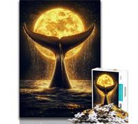 Puzzles pour Adultes et Adolescents 1000 pièces Queue de Baleine dorée, Jouets éducatifs, Jeux Anti-Stress, décoration d'intérieur Unique et Cadeaux (75x50cm)