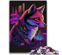 Puzzles pour Adultes et Adolescents 1000 pièces Renard Néon Jeu Stimulant et éducatif en Famille pour Anniversaire, Noël 50x75cm