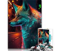 Puzzles pour Adultes et Adolescents 1000 pièces Renard néon Puzzles pour Adultes, Anti-Stress, défi Difficile, décoration d'intérieur Unique et Cadeaux (Taille 75x50cm)