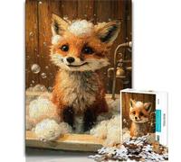 Puzzles pour Adultes et Adolescents, 1000 pièces, Renard se baignant, Un Jeu Difficile à réaliser, mais Amusant et Humoristique, Cadeau d'anniversaire, décoration Murale, 38x26cm