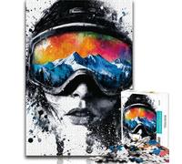 Puzzles pour Adultes et Adolescents 1000 pièces Ski, pour Jeu éducatif, défi, Cadeau d'anniversaire, décoration Murale (38x26cm)