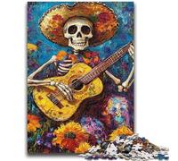 Puzzles pour Adultes et Adolescents 1000 pièces Squelette Mexicain Jouant de la Guitare Puzzles pour Adultes, Jeu Stimulant, idéal comme Cadeau pour Toute la Famille (75x50cm)