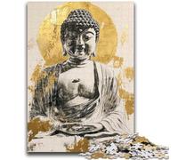 Puzzles pour Adultes et Adolescents 1000 pièces Statue de Bouddha doré Soulagement du Stress Défi Difficile Idéal comme Cadeau pour Toute la Famille 26x38cm