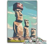 Puzzles pour Adultes et Adolescents, 1000 pièces, Statues Moaï de l'île de Pâques, Jeu éducatif, Jouet de défi, décoration Murale, Cadeaux d'anniversaire et de Noël Uniques (Taille 50x70cm)