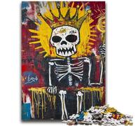 Puzzles pour Adultes et Adolescents 1000 pièces Style Basquiat King Skull Difficile à compléter mais Amusant et Humoristique Jeu éducatif pour Anniversaire 26x38cm
