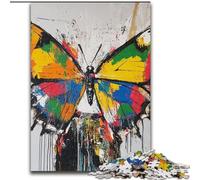 Puzzles pour Adultes et Adolescents 1000 pièces Style Basquiat Papillon, éléphant Jouet Jeu intellectuel Cadeau d'anniversaire, Cadeaux, Art Mural pour 14 Ans et Plus (Taille 26x38cm)