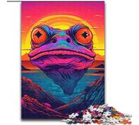Puzzles pour adultes et adolescents,1000 pièces,Tête de grenouille au coucher du soleil,jouet éléphant,jeu intellectuel,cadeau d'anniversaire,décoration murale pour les 14 ans et plus (taille 26x38cm)