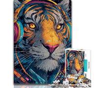 Puzzles pour Adultes et Adolescents 1000 pièces Tigre Portant Un Casque, Jouet éducatif et décompressant, idéal comme Cadeau pour Toute la Famille 38x26cm