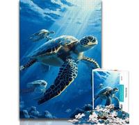 Puzzles pour Adultes et Adolescents, 1000 pièces, Tortue Fantastique, Anti-Stress, défi Difficile avec Affiche et fiche de Questions-réponses (75x50cm)
