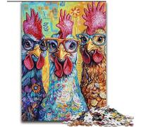 Puzzles pour Adultes et Adolescents 1000 pièces Trois Poulets, Jeu intellectuel pour renforcer l'amour Entre Couples à partir de 14 Ans 26x38cm